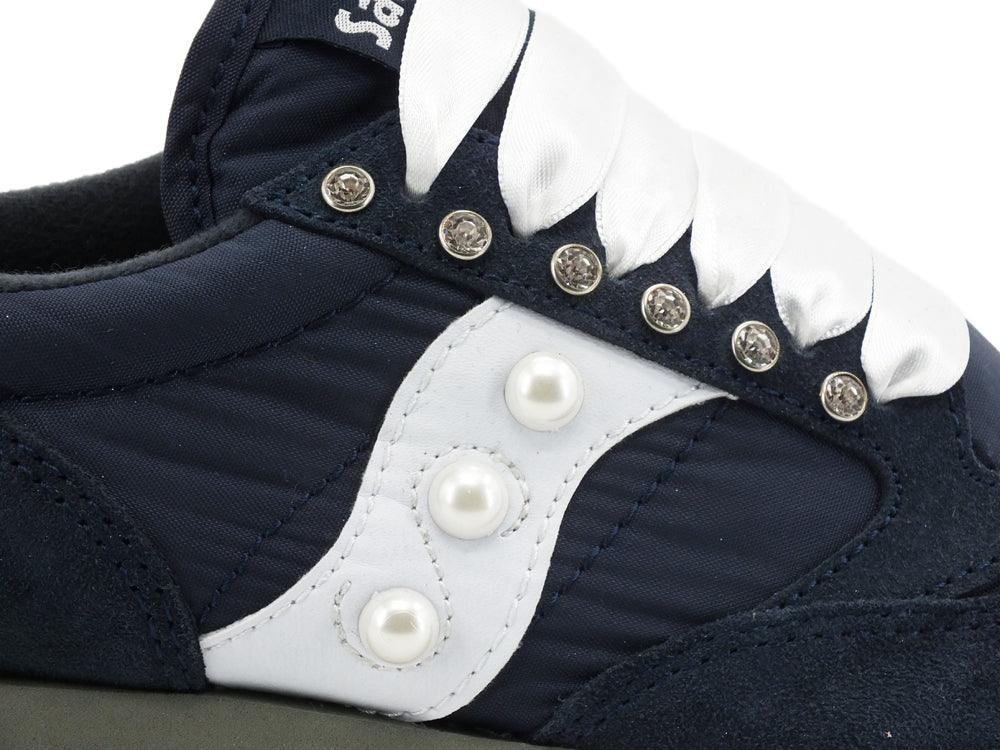 CUSTOM / SAUCONY Jazz Original Sneaker Borchie Studs Navy White S1044-316 - Sandrini Calzature e Abbigliamento