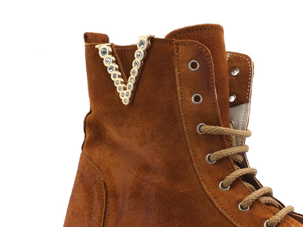 DIVINE FOLLIE Anfibio Lacci Carrarmato Cuoio DFP03 - Sandrini Calzature e Abbigliamento