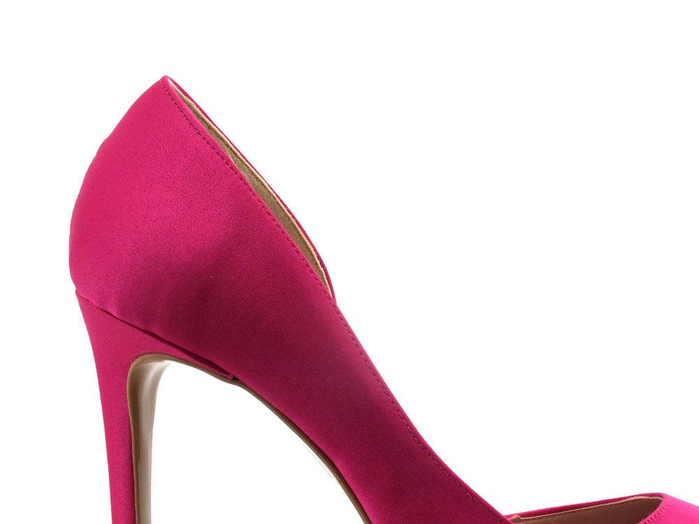 DIVINE FOLLIE Dècolletè Punta Scollo Laterale Tacco Raso Rosa Fuxia 771 - Sandrini Calzature e Abbigliamento