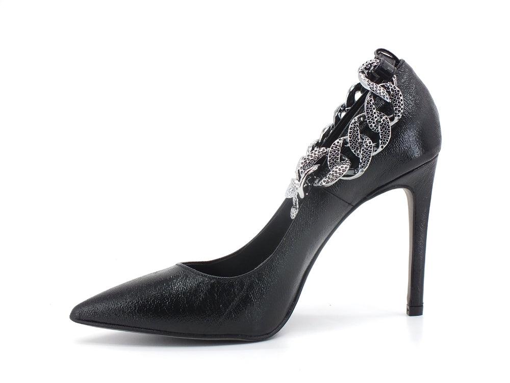 DIVINE FOLLIE Dècolletè Tacco Cinturino Catena Nero 277 - Sandrini Calzature e Abbigliamento