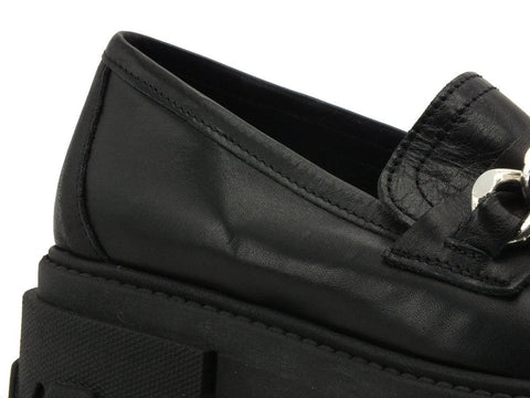 DIVINE FOLLIE Mocassino Carrarmato Pelle Nero DFP07 - Sandrini Calzature e Abbigliamento