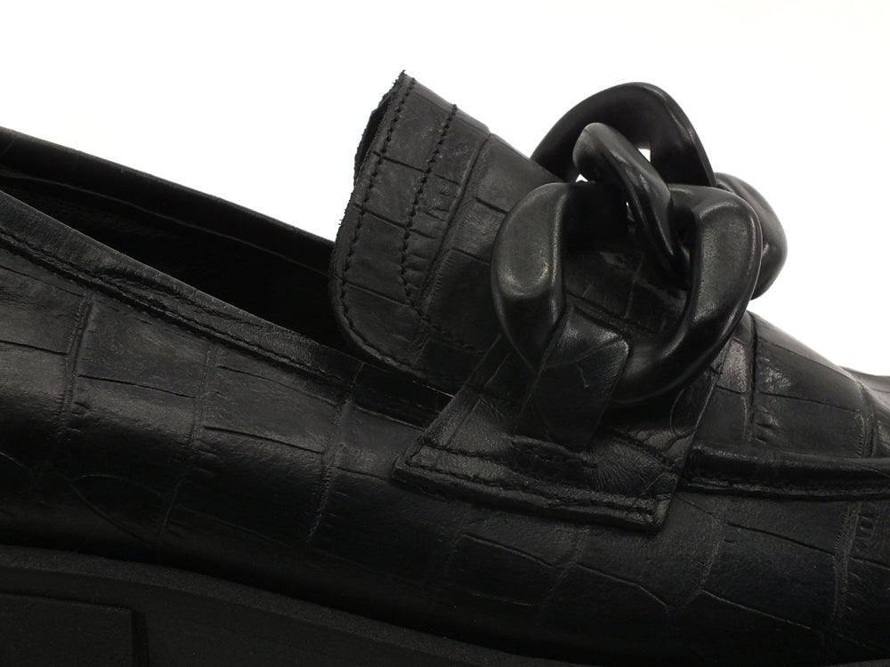 DIVINE FOLLIE Mocassino Catena Pelle Nero DF2150 - Sandrini Calzature e Abbigliamento