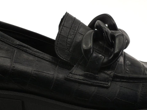 DIVINE FOLLIE Mocassino Catena Pelle Nero DF2150 - Sandrini Calzature e Abbigliamento