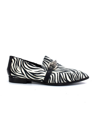 DIVINE FOLLIE Mocassino Donna Zebra Bianco 835-25P - Sandrini Calzature e Abbigliamento