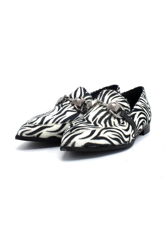 DIVINE FOLLIE Mocassino Donna Zebra Bianco 835-25P - Sandrini Calzature e Abbigliamento