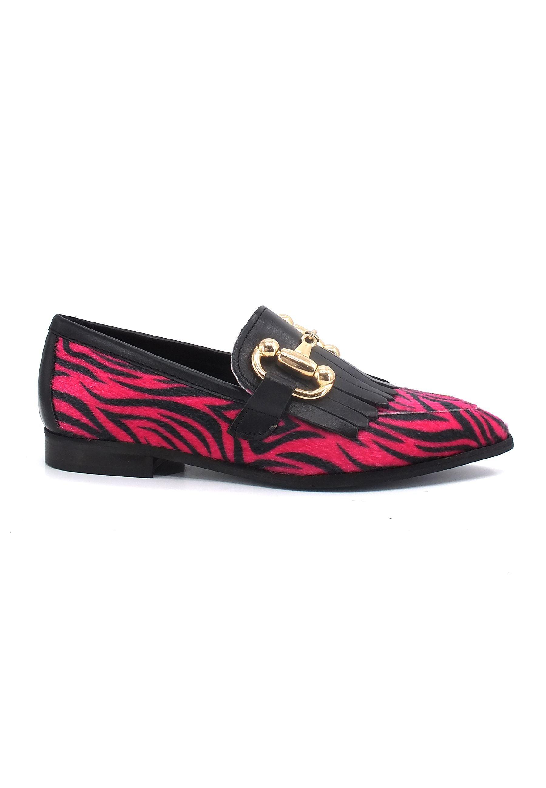 DIVINE FOLLIE Mocassino Donna Zebra Fuxia 835-26F - Sandrini Calzature e Abbigliamento