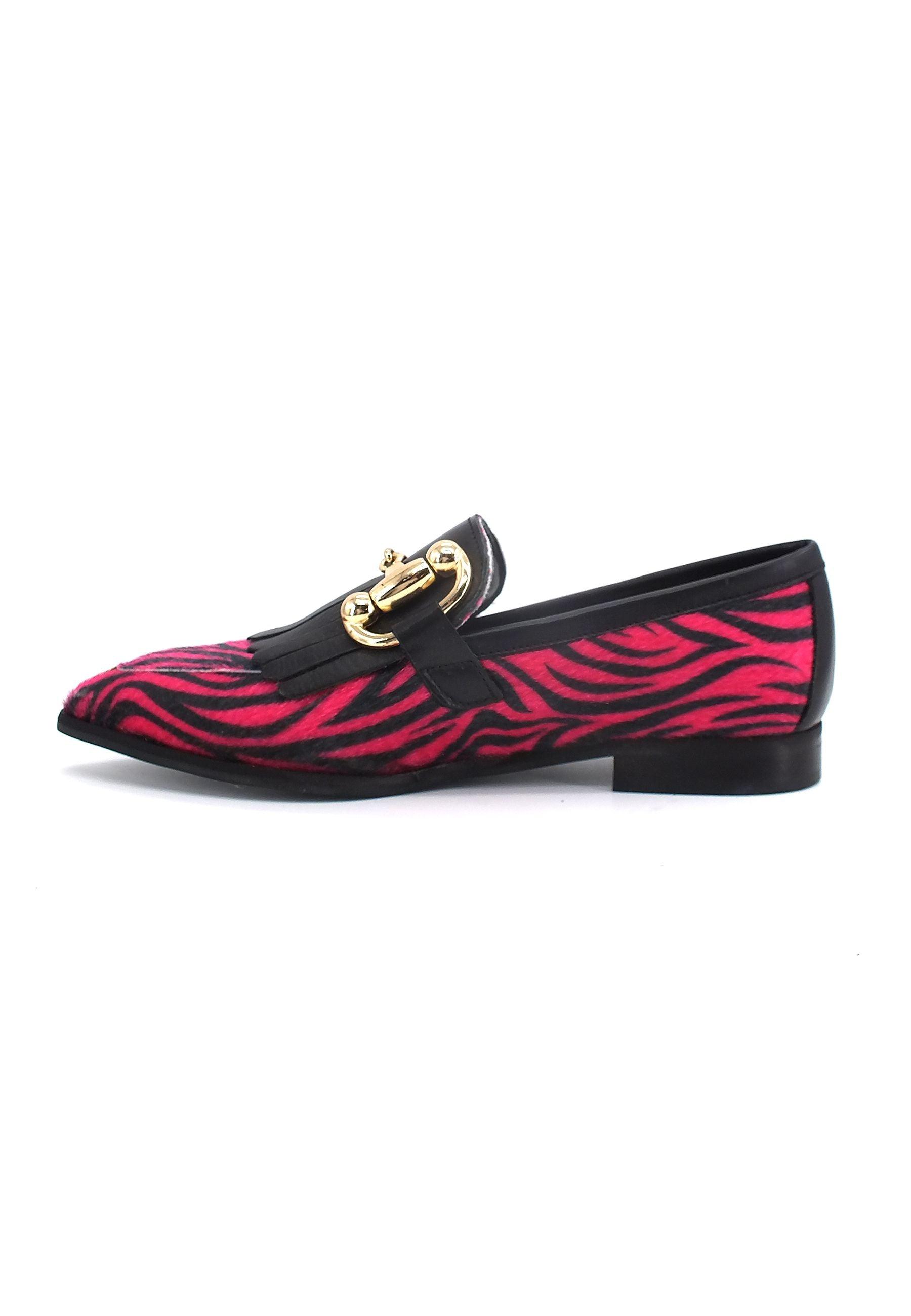 DIVINE FOLLIE Mocassino Donna Zebra Fuxia 835-26F - Sandrini Calzature e Abbigliamento