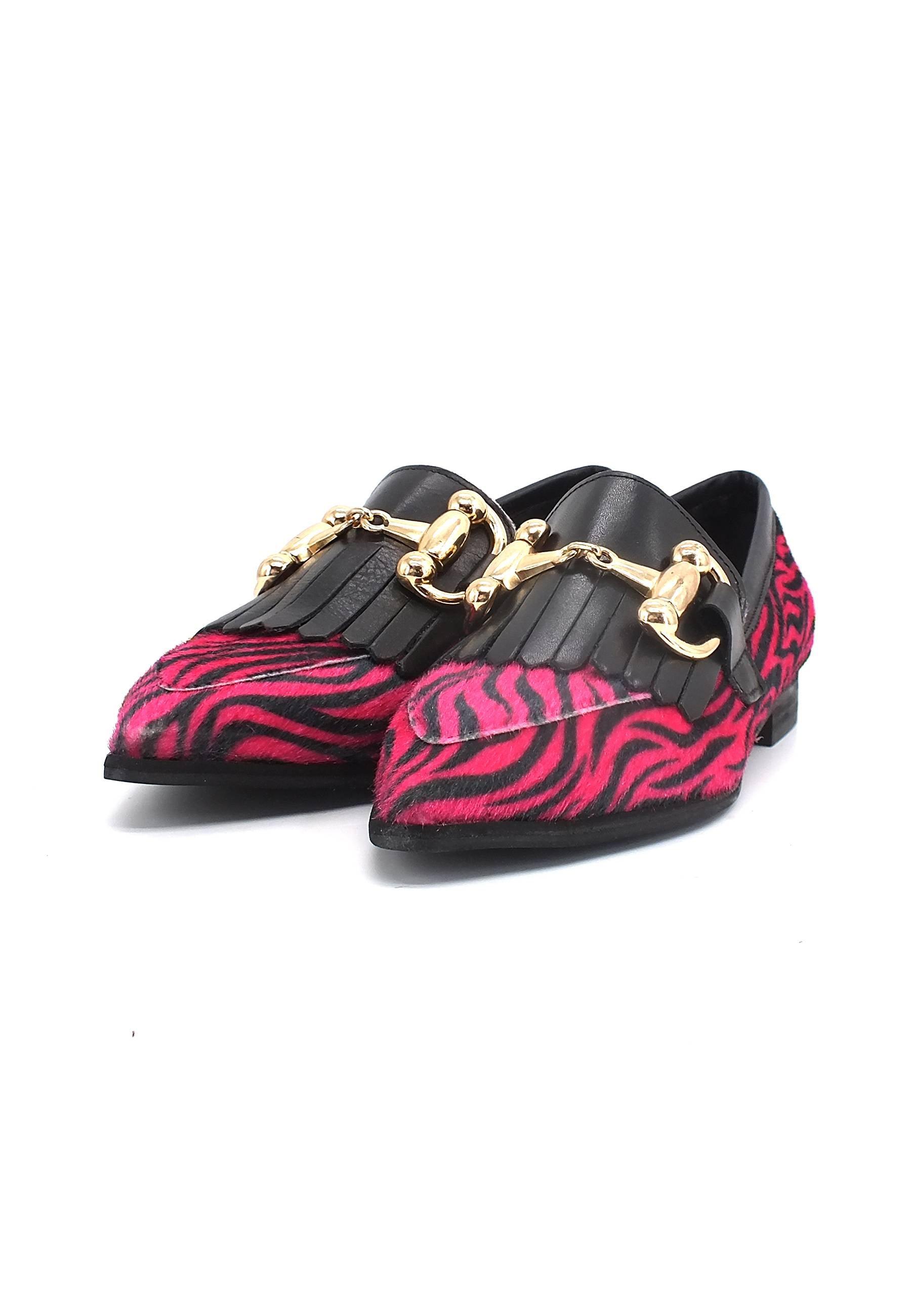 DIVINE FOLLIE Mocassino Donna Zebra Fuxia 835-26F - Sandrini Calzature e Abbigliamento