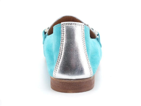 DIVINE FOLLIE Mocassino Lamè Animalier Zebra Azzurro Turchese Argento 175-01 - Sandrini Calzature e Abbigliamento