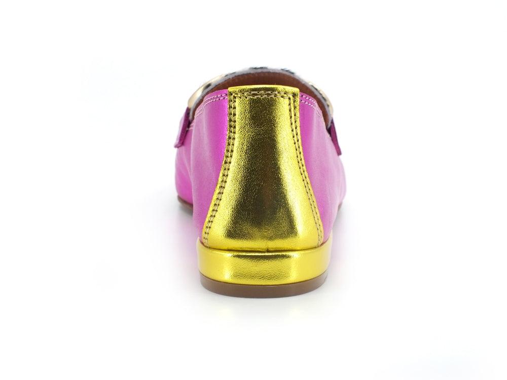 DIVINE FOLLIE Mocassino Punta Animalier Zebra Fuxia Giallo Rosa 901-01F - Sandrini Calzature e Abbigliamento