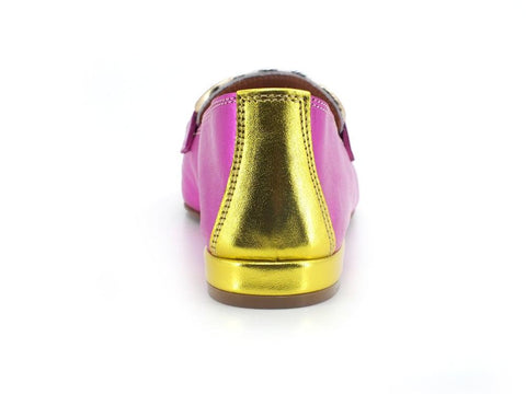 DIVINE FOLLIE Mocassino Punta Animalier Zebra Fuxia Giallo Rosa 901-01F - Sandrini Calzature e Abbigliamento