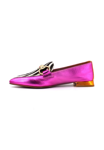 DIVINE FOLLIE Mocassino Punta Donna Zebra Fuxia 901-20F - Sandrini Calzature e Abbigliamento