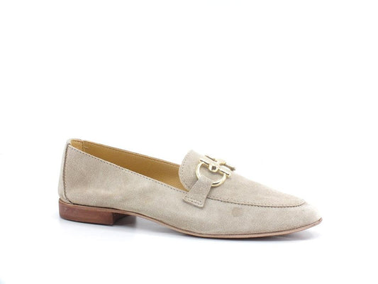 DIVINE FOLLIE Mocassino Suede Morsetto Gold Beige Sabbia 25-FM - Sandrini Calzature e Abbigliamento