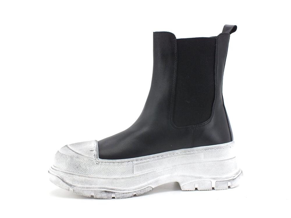 DIVINE FOLLIE Polacco Stivaletto Elastici Combact Nero DF2101 - Sandrini Calzature e Abbigliamento