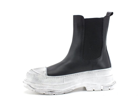 DIVINE FOLLIE Polacco Stivaletto Elastici Combact Nero DF2101 - Sandrini Calzature e Abbigliamento