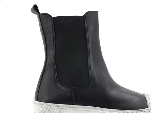 DIVINE FOLLIE Polacco Stivaletto Elastici Combact Nero DF2101 - Sandrini Calzature e Abbigliamento