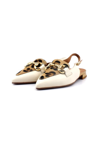 DIVINE FOLLIE Sabot Donna Leopard Bianco Crudo 901-23F - Sandrini Calzature e Abbigliamento