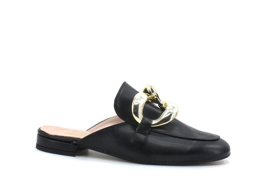 DIVINE FOLLIE Sabot Fibbia Laminato Nero 190 - Sandrini Calzature e Abbigliamento