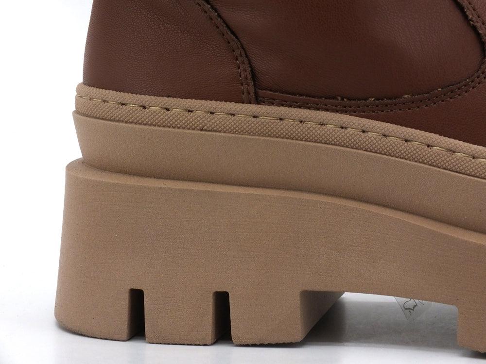 DIVINE FOLLIE Stivale Alto Zeppa Combact Cuoio F194 - Sandrini Calzature e Abbigliamento