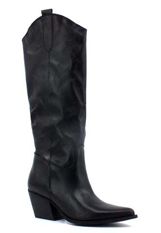 DIVINE FOLLIE Stivale Texano Pelle Donna Nero DFI203 - Sandrini Calzature e Abbigliamento