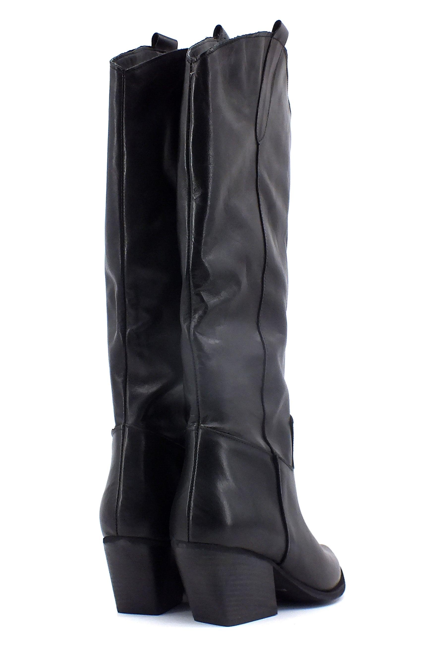 DIVINE FOLLIE Stivale Texano Pelle Donna Nero DFI203 - Sandrini Calzature e Abbigliamento