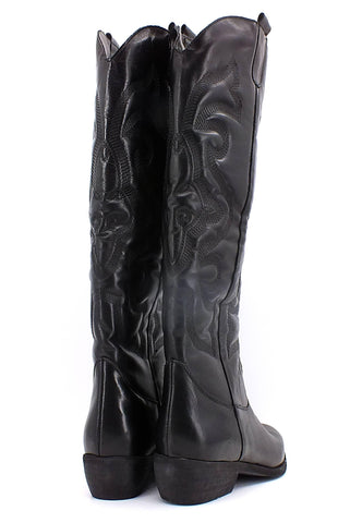 DIVINE FOLLIE Stivale Texano Ricamo Donna Nero DF617 - Sandrini Calzature e Abbigliamento