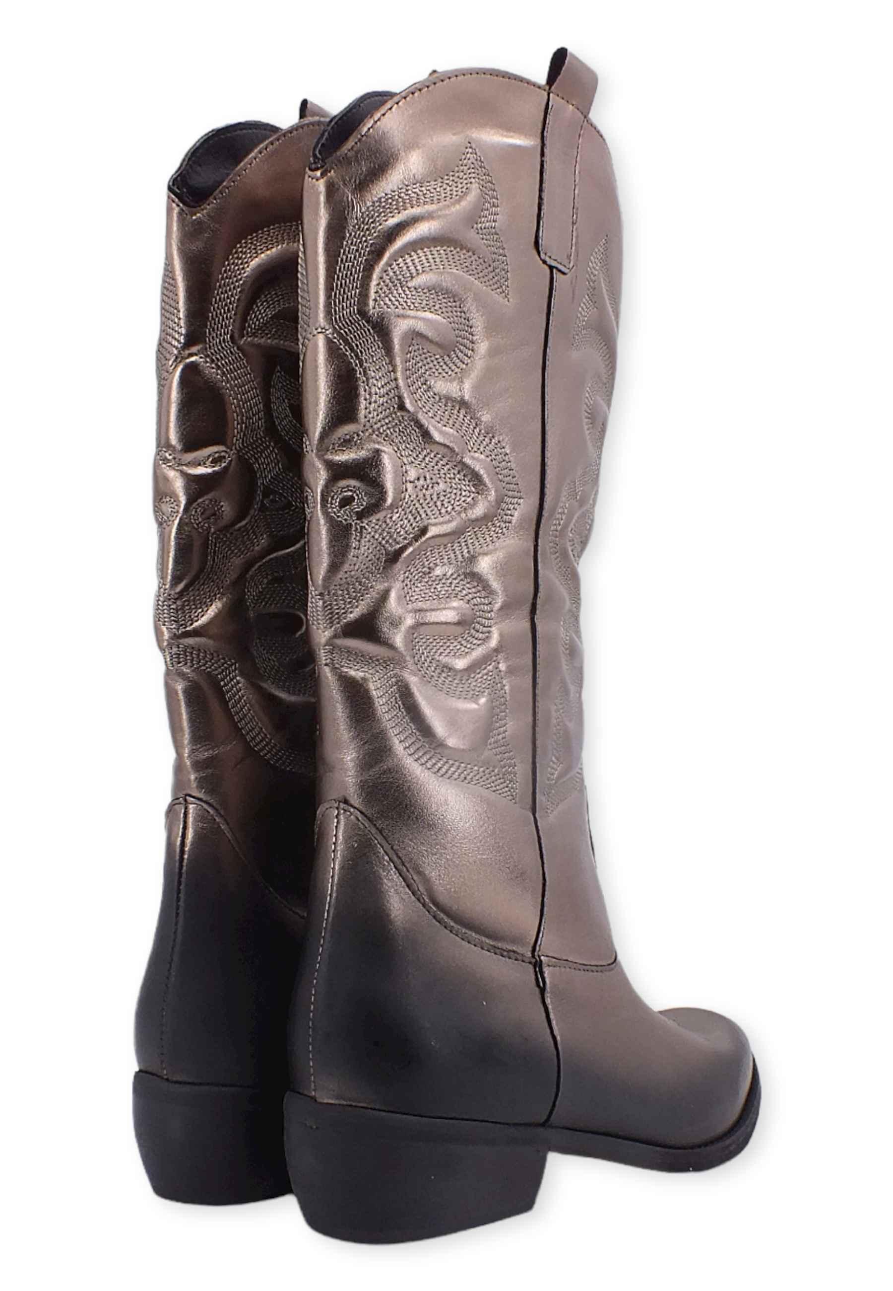 DIVINE FOLLIE Stivale Texano Ricamo Grigio Stone DF607LM - Sandrini Calzature e Abbigliamento