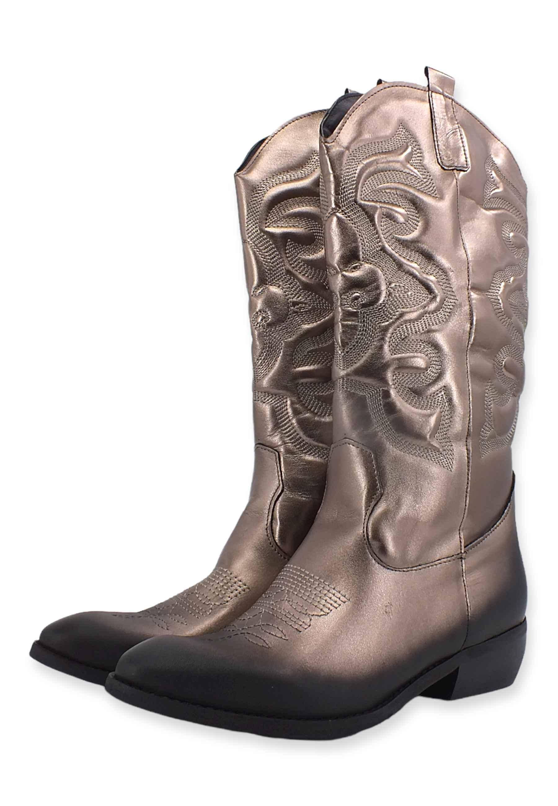 DIVINE FOLLIE Stivale Texano Ricamo Grigio Stone DF607LM - Sandrini Calzature e Abbigliamento