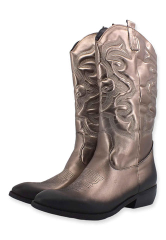 DIVINE FOLLIE Stivale Texano Ricamo Grigio Stone DF607LM - Sandrini Calzature e Abbigliamento