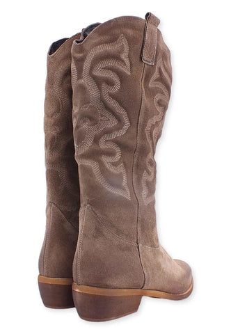 DIVINE FOLLIE Stivale Texano Ricamo Marrone Taupe DF607 - Sandrini Calzature e Abbigliamento