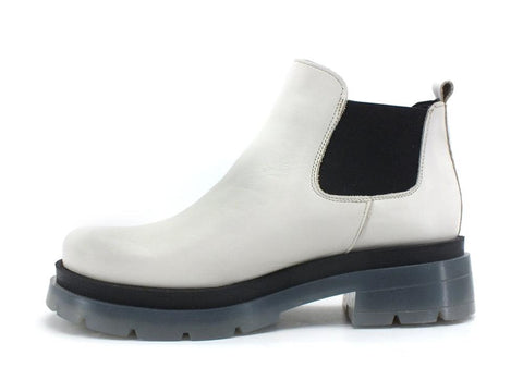 DIVINE FOLLIE Stivaletto Polacco Elastici Bicolor Carrarmato Off White Ice DFB04 - Sandrini Calzature e Abbigliamento