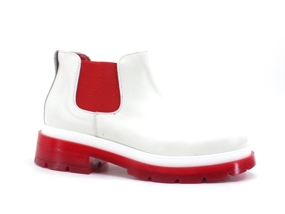 DIVINE FOLLIE Stivaletto Polacco Elastico Bicolor Bianco Rosso CD01 - Sandrini Calzature e Abbigliamento