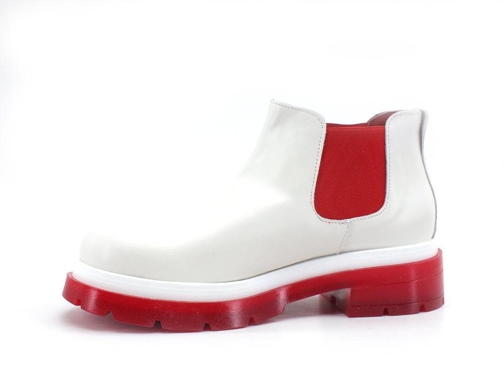 DIVINE FOLLIE Stivaletto Polacco Elastico Bicolor Bianco Rosso CD01 - Sandrini Calzature e Abbigliamento