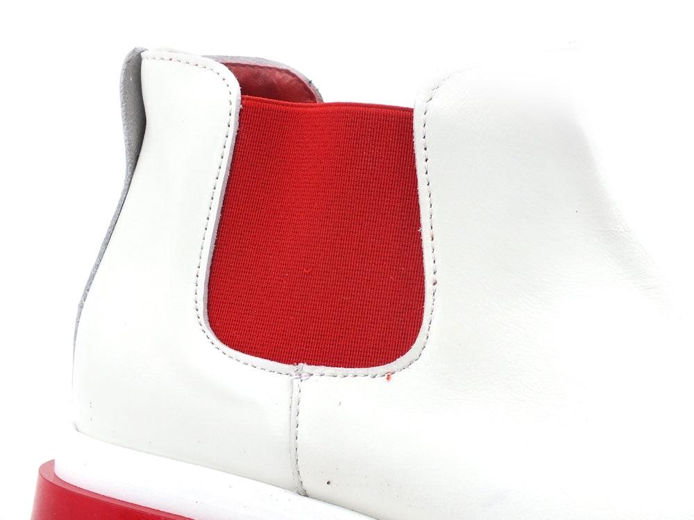 DIVINE FOLLIE Stivaletto Polacco Elastico Bicolor Bianco Rosso CD01 - Sandrini Calzature e Abbigliamento