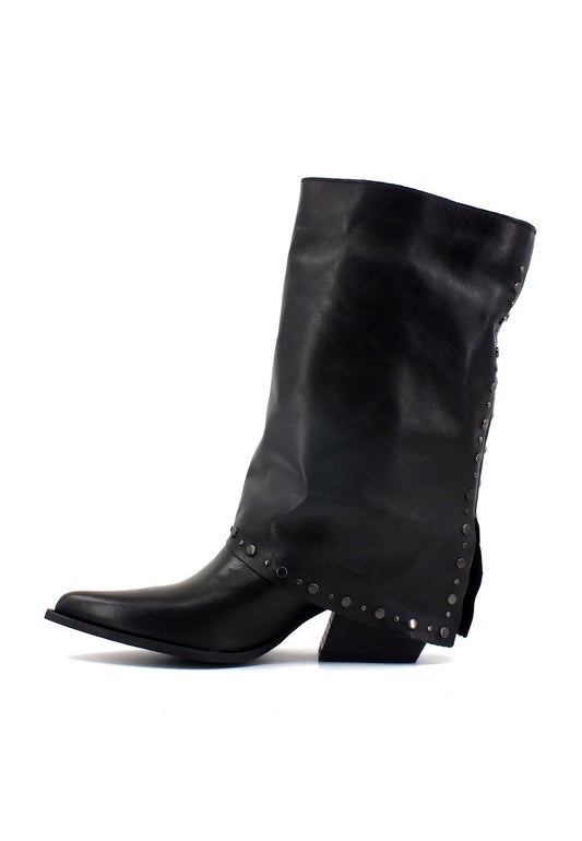 DIVINE FOLLIE Stivaletto Texano Borchie Nero A11 - Sandrini Calzature e Abbigliamento