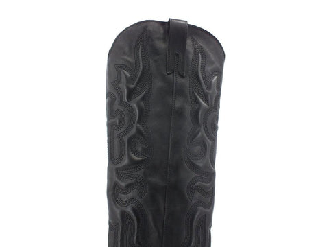 DIVINE FOLLIE Texano Alto Ricamo Pelle Nero DX328B - Sandrini Calzature e Abbigliamento