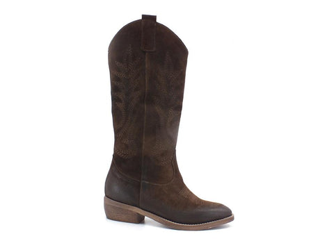 DIVINE FOLLIE Texano Alto Ricamo Testa Di Moro DF612 - Sandrini Calzature e Abbigliamento