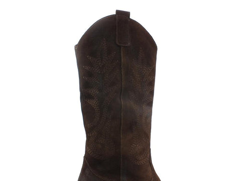 DIVINE FOLLIE Texano Alto Ricamo Testa Di Moro DF612 - Sandrini Calzature e Abbigliamento