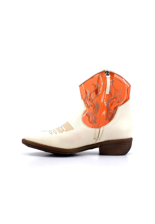 DIVINE FOLLIE Texano Basso Donna Off White Arancio GAIA - Sandrini Calzature e Abbigliamento