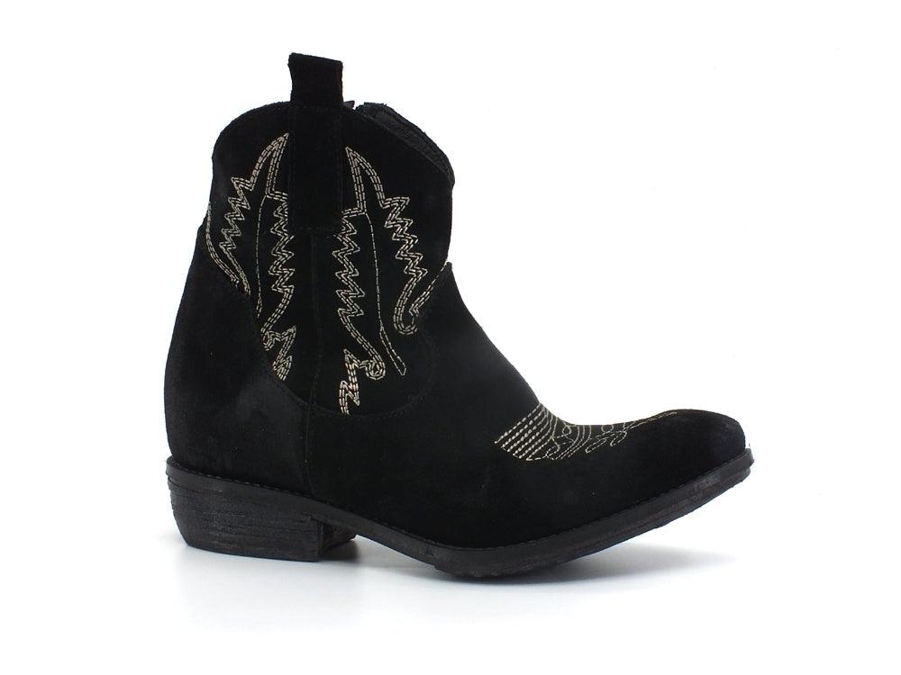 DIVINE FOLLIE Texano Camoscio Ricamo Nero TEX-RIC - Sandrini Calzature e Abbigliamento