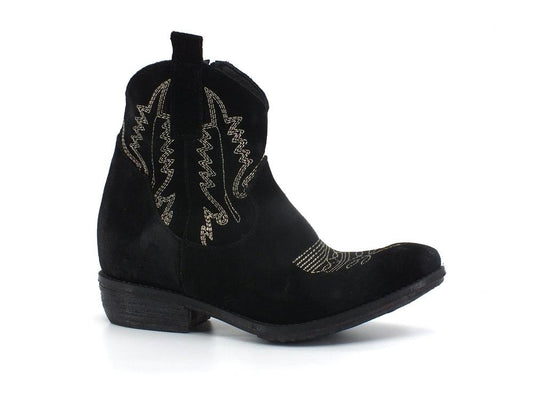 DIVINE FOLLIE Texano Camoscio Ricamo Nero TEX-RIC - Sandrini Calzature e Abbigliamento
