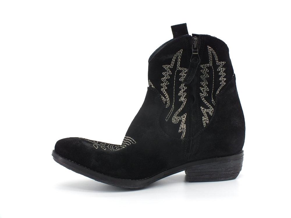 DIVINE FOLLIE Texano Camoscio Ricamo Nero TEX-RIC - Sandrini Calzature e Abbigliamento
