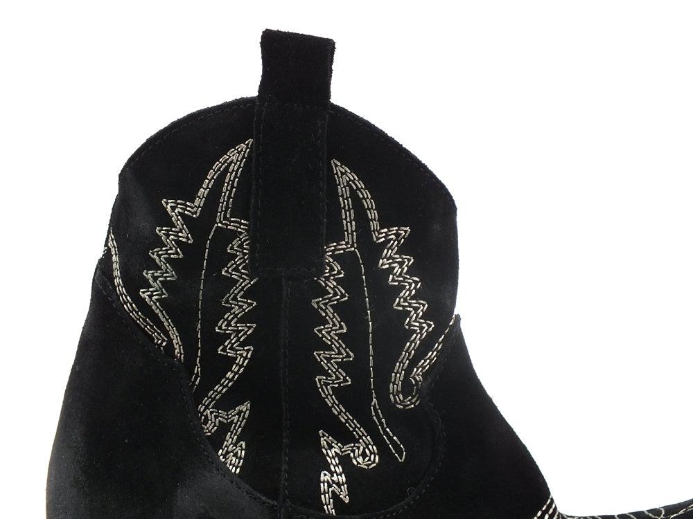 DIVINE FOLLIE Texano Camoscio Ricamo Nero TEX-RIC - Sandrini Calzature e Abbigliamento
