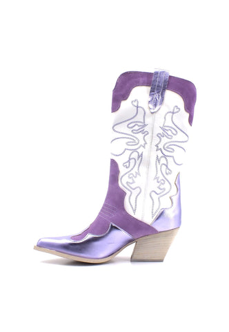 DIVINE FOLLIE Texano Donna Lilla Bianco DF2324L - Sandrini Calzature e Abbigliamento