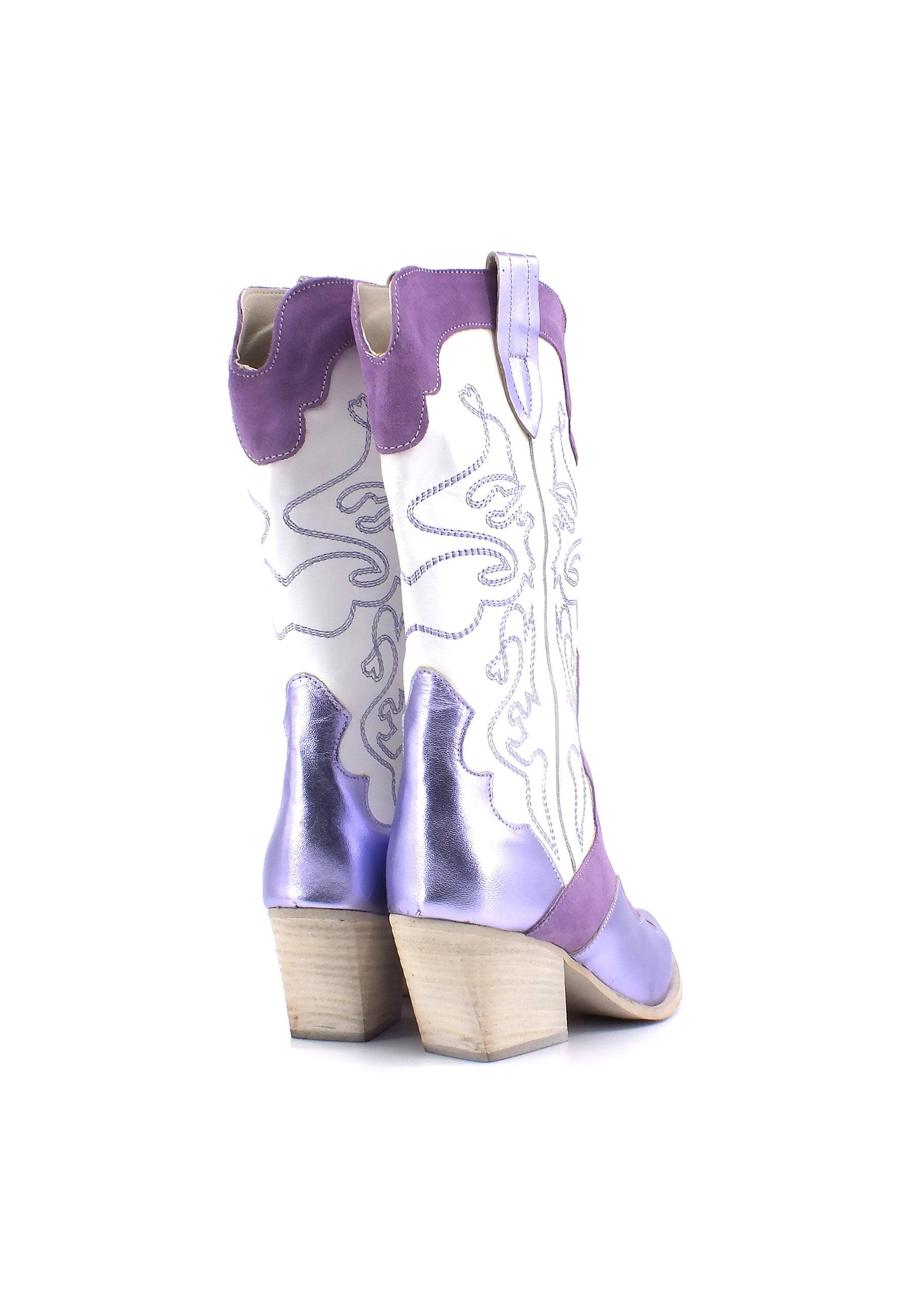 DIVINE FOLLIE Texano Donna Lilla Bianco DF2324L - Sandrini Calzature e Abbigliamento