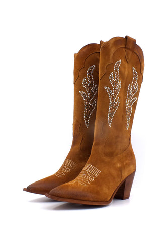 DIVINE FOLLIE Texano Ricamo Donna Cuoio ILARY4 - Sandrini Calzature e Abbigliamento