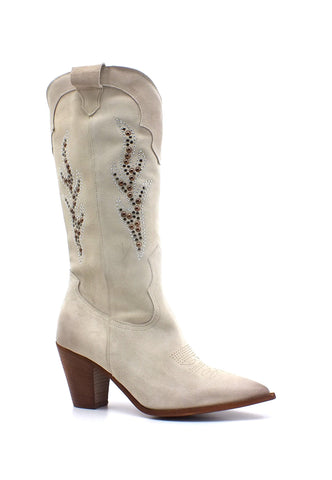 DIVINE FOLLIE Texano Ricamo Donna Panna ILARY4 - Sandrini Calzature e Abbigliamento