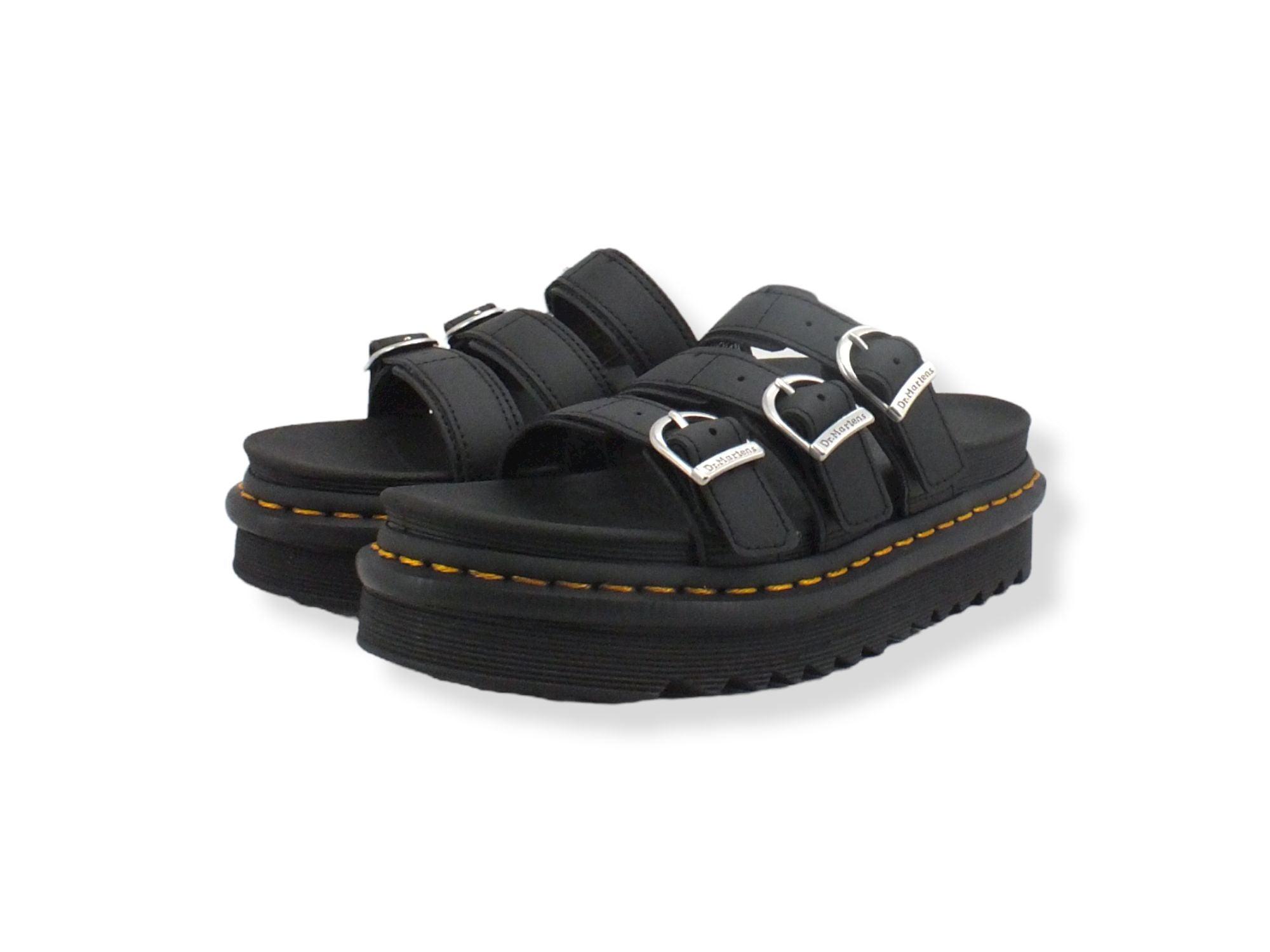 DR. MARTENS Blaire Slide 3 Fibbie Ciabatta Donna Black BLAIRE-254560001 - Sandrini Calzature e Abbigliamento