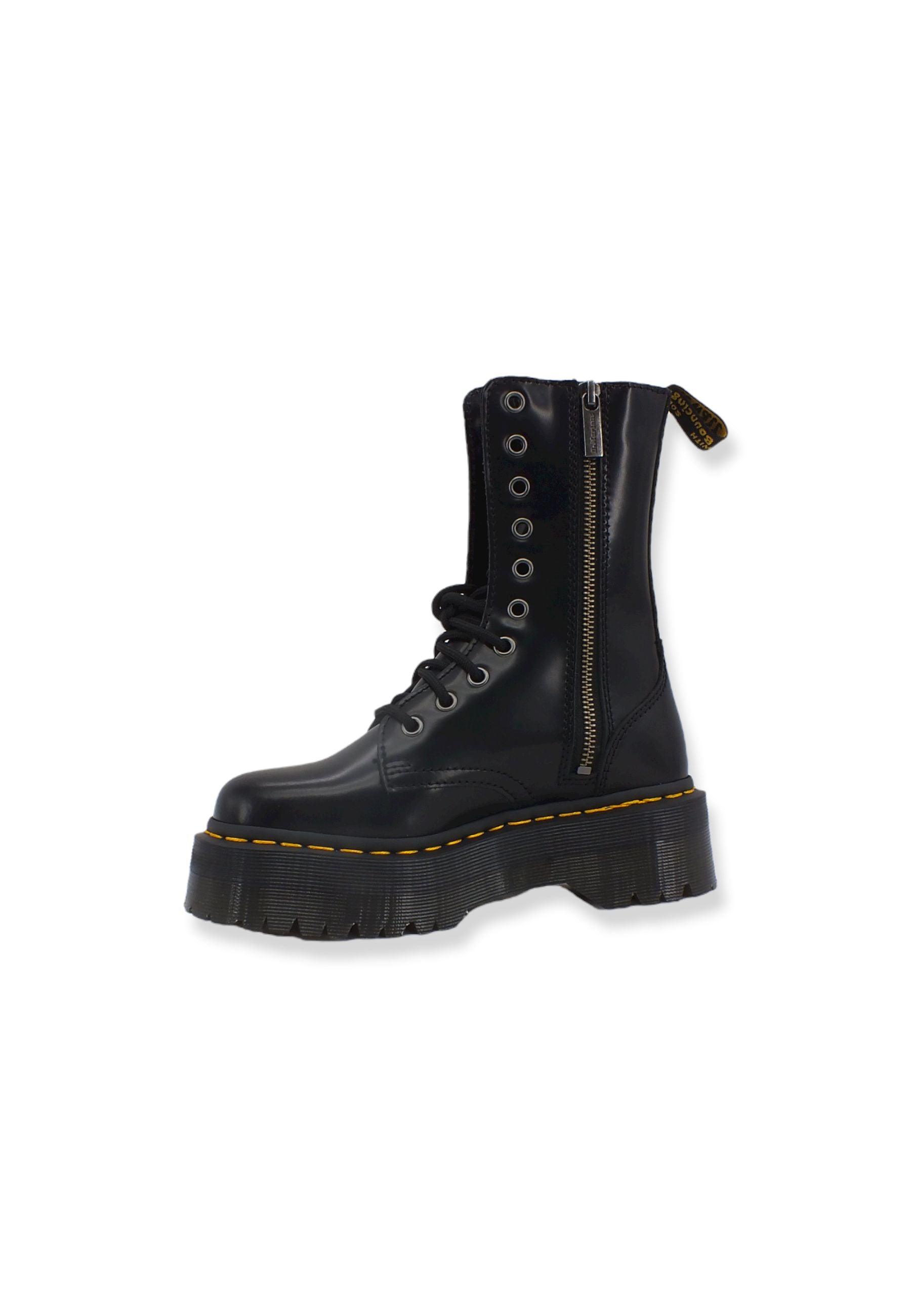 DR. MARTENS Jadon Hi Polished Smooth Stivaletto Anfibio Donna 10 Fori Black JADONHI-25565001 - Sandrini Calzature e Abbigliamento