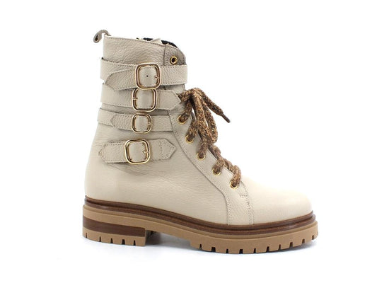 E' MIA Anfibio Pelle Stivaletto Fibbie Beige ANGELICA - Sandrini Calzature e Abbigliamento